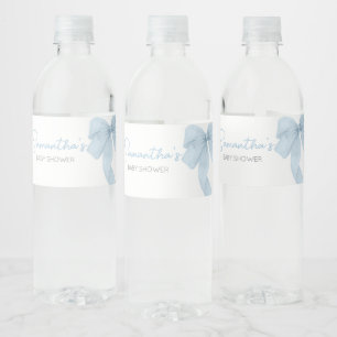 Blue Bow Its A Boy Baby Shower Water Bottle Label