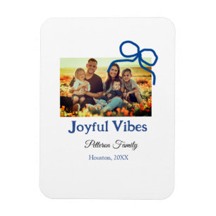 Blue bow joyful Vibes add family name photo christ Magnet