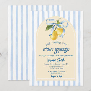 Blue Bow Lemon Main Squeeze Bridal Shower Invitation