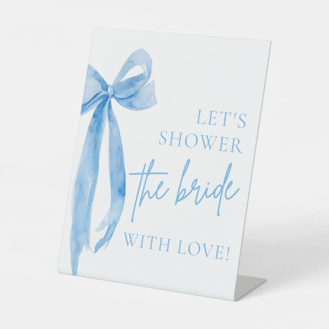Blue Bow Let's Shower The Bride With Love Sign (Front)