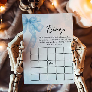 Blue Bow Little Boo Baby Shower Bingo Game