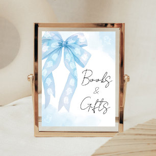 Blue Bow Little Boo Shower Books and Gifts Sign