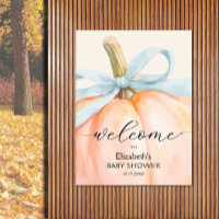 Blue Bow Little Pumpkin Baby Shower Welcome