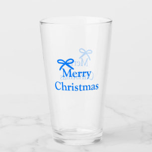 Blue bow merry Christmas family gifts simple moder Glass