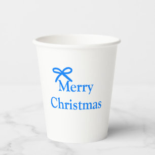 Blue bow merry Christmas family gifts simple moder Paper Cups