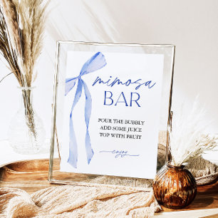 Blue Bow Mimosa Bar Bridal Shower Sign
