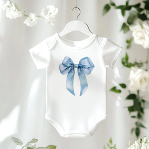 Blue Bow minimalist cute baby shower Bodysuit