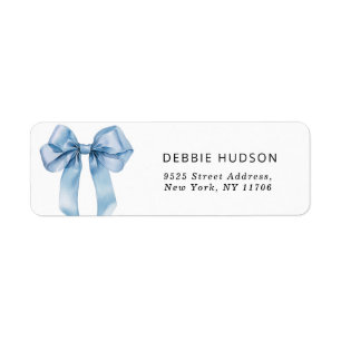 Blue Bow minimalist elegant Return Address