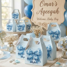 blue bow muslim baby boy aqeeqah