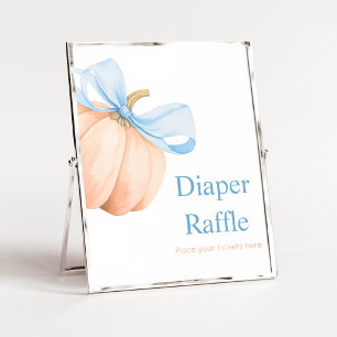 Blue Bow Orange Pumpkin Diaper Raffle Sign