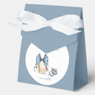 Blue Bow Pacifier Baseball Sport Boy Baby Shower  Favour Box