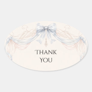Blue Bow Pearl Drape Wedding Sticker