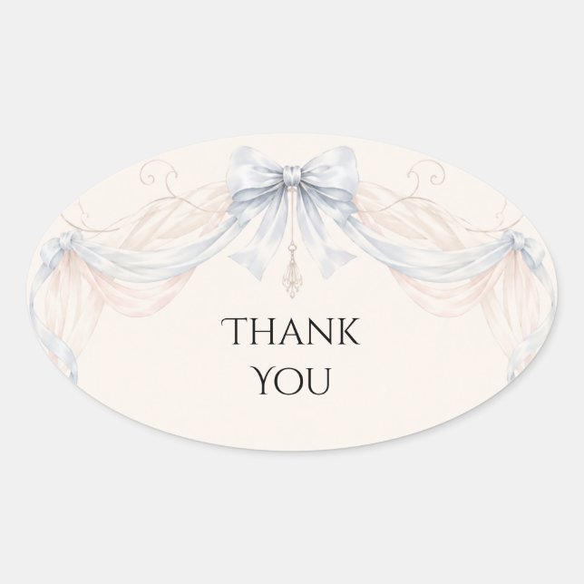 Blue Bow Pearl Drape Wedding Sticker (Front)