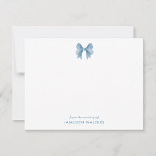 Blue Bow Personalised Baby Boy Note Card