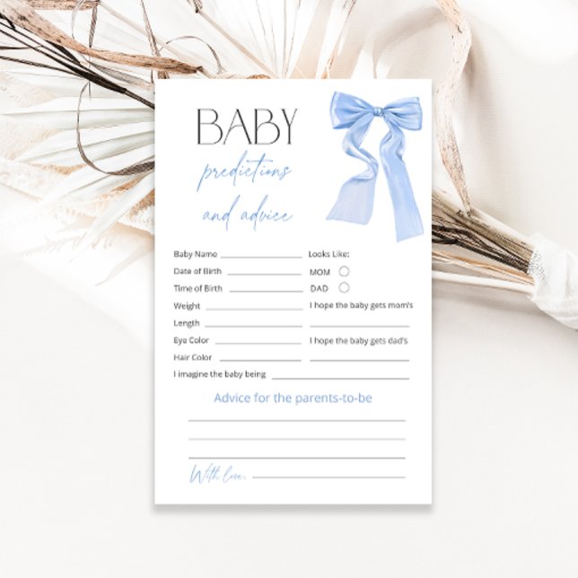 Blue Bow Predictions and Advice Baby Shower Game (Creator Uploaded)