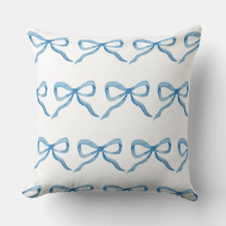 Blue bow preppy grandmillenial girly cushion