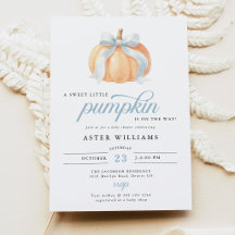 Blue Bow Pumpkin Baby Boy Shower