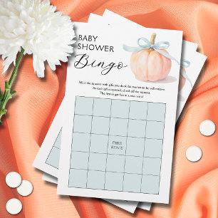 Blue Bow Pumpkin Baby Shower Bingo Game