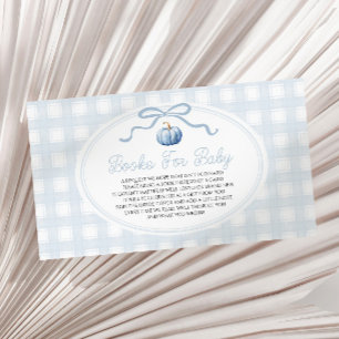 Blue Bow Pumpkin Baby Shower Books For Baby Enclosure Card