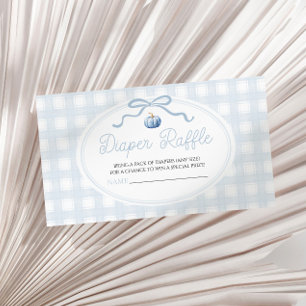 Blue Bow Pumpkin Baby Shower Diaper Raffle Enclosure Card