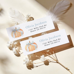 Blue Bow Pumpkin Baby Shower Return Address