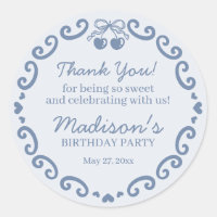 Blue Bow Retro Heart Coquette Cake Birthday
