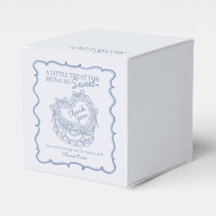 Blue Bow Retro Heart Coquette Cake Birthday Favour Box