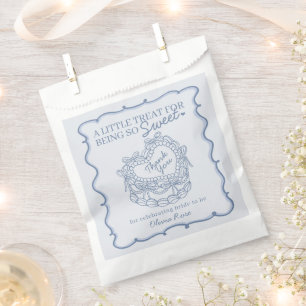 Blue Bow Retro Heart Coquette Cake Bridal Shower Favour Bags