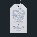 Blue Bow Retro Heart Coquette Cake Bridal Shower Gift Tags<br><div class="desc">It’s a sweet celebration with this Retro Coquette Cake Collection. This coquette bow ensemble features a vintage heart-shaped coquette cake adorned with coquette bows and sweet buttercream icing, capturing the essence of classic romance. This collection adds a playful vibe to any celebration, making it irresistibly sweet. ★ Let me help...</div>