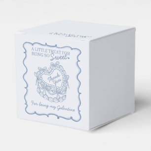 Blue Bow Retro Heart Coquette Cake Galentines Favour Box