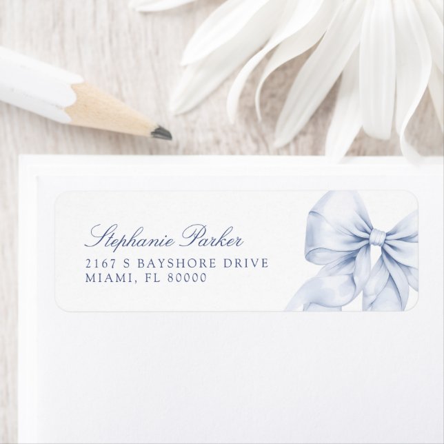 Blue Bow Return Address Label (Insitu)