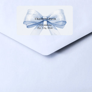 Blue bow return address  label