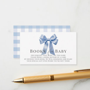 Blue Bow Ribbon Boy Baby Shower Book Request Enclosure Card