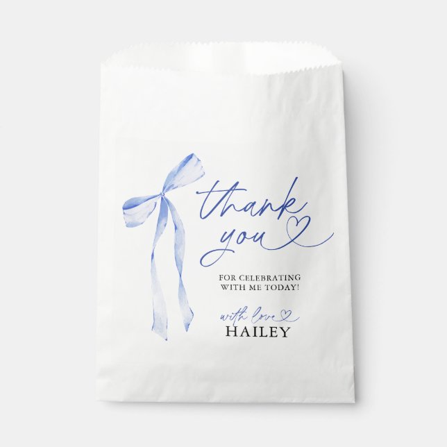 Blue Bow She's Tying The Knot Bridal Shower Favour Bags (Front)