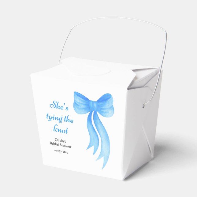 Blue Bow She's Tying the Knot Bridal Shower  Favour Box (Front Side)