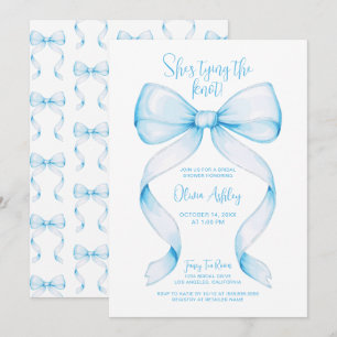 Blue Bow She's Tying the Knot Bridal Shower Invitation