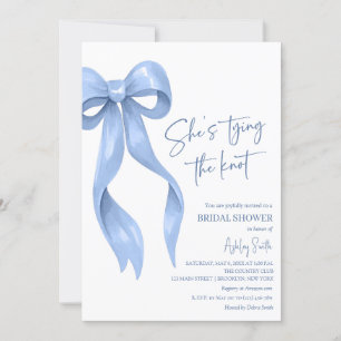 Blue Bow She's Tying the Knot Bridal Shower Invitation