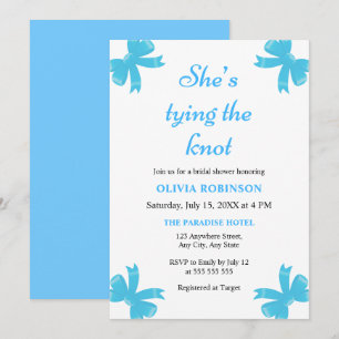 Blue Bow She's Tying the Knot Bridal Shower  Invitation