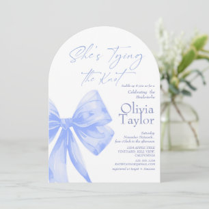Blue Bow She's Tying the Knot Bridal Shower Invitation