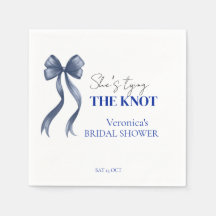 Blue bow she's tying the knot bridal shower