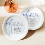 Blue Bow Shes Tying The Knot Bridal Shower Paper Plate<br><div class="desc">Blue Bow Shes Tying The Knot Bridal Shower Paper Plates
This lovely Blue Bow Bridal Shower Paper Plates features a hand painted bow with modern typography. A perfect way to accent your special day! Text and background colours are editable >>> Click the "Edit Using Design Tool" button to edit!</div>