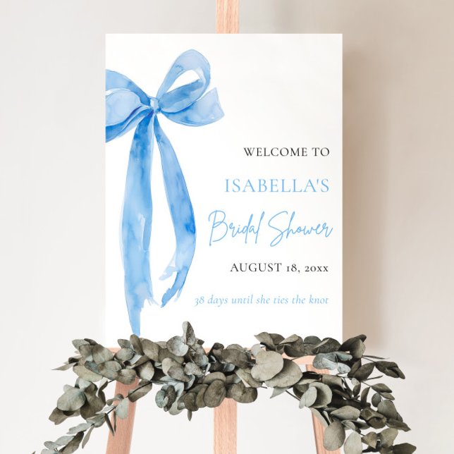 Blue Bow She's Tying the Knot Bridal Shower Poster (Creator Uploaded)