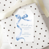 Blue Bow Shower Favour Gift Tag