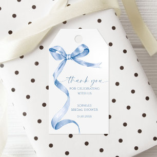Blue Bow Shower Favour Gift Tag