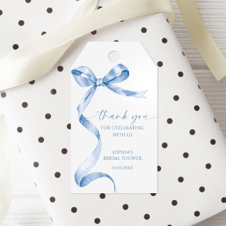 Blue Bow Shower Favour Gift Tag