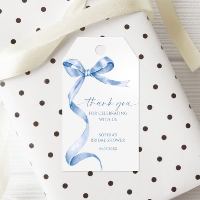 Blue Bow Shower Favour Gift Tag (Creator Uploaded)