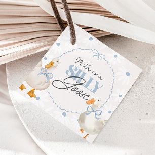 Blue Bow Silly Goose Coquette Birthday Favour Tags