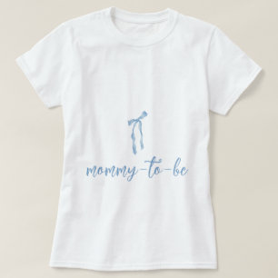 Blue bow simple boys baby shower mommy to be  T-Shirt