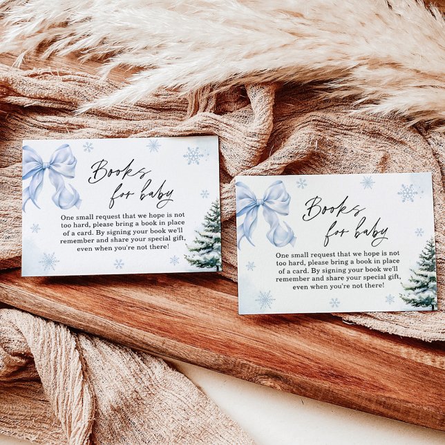 Blue Bow Snowflake Baby Shower Books for Baby Card (Creator Uploaded)