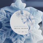 Blue Bow Snowflake Winter Bridal Shower Favour Tag<br><div class="desc">Add a frosty touch to your party favours with these winter bridal shower favour tags. Designed with delicate snowflakes and a chic blue bow,  they’re perfect for seasonal celebrations.</div>